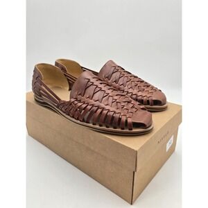 Nisolo Huarache Sandals Mens Size 12.5 Brown Brandy Leather Slip On Shoes New